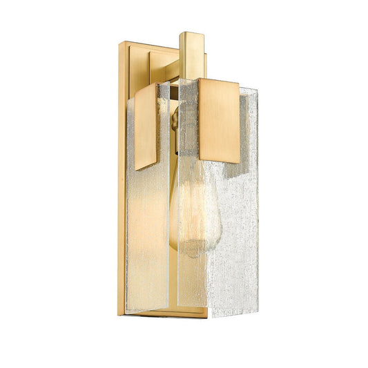 Z-Lite Gantt 5" 1-Light Vintage Brass Wall Sconce With Seedy Glass Shade