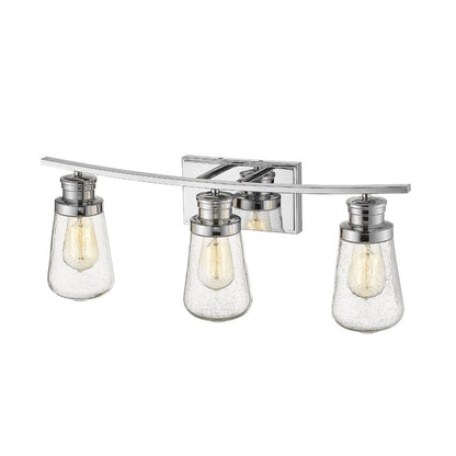 Z-Lite Gaspar 24" 3-Light Chrome Vanity Light With Clear Seedy Glass Shade