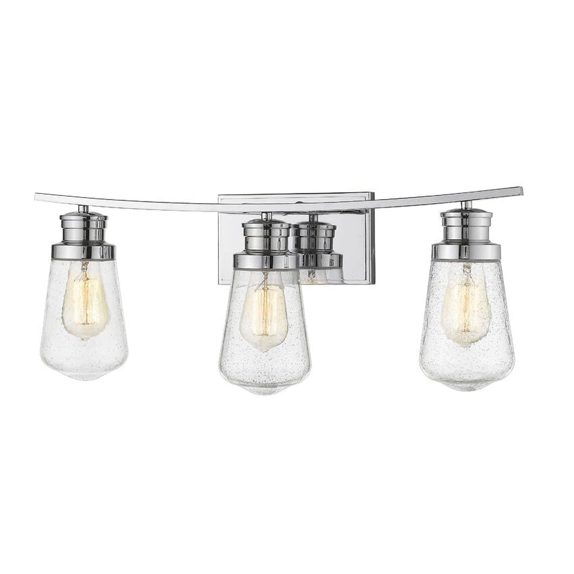 Z-Lite Gaspar 24" 3-Light Chrome Vanity Light With Clear Seedy Glass Shade