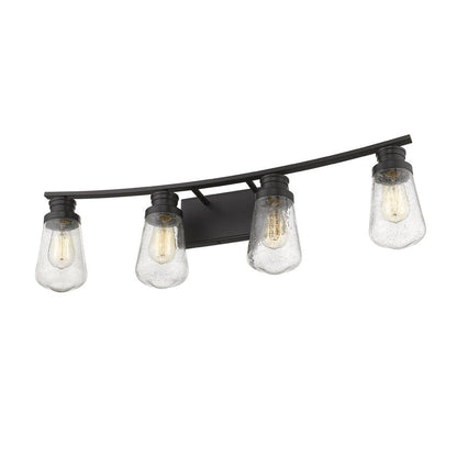 Z-Lite Gaspar 33" 4-Light Bronze Vanity Light With Clear Seedy Glass Shade