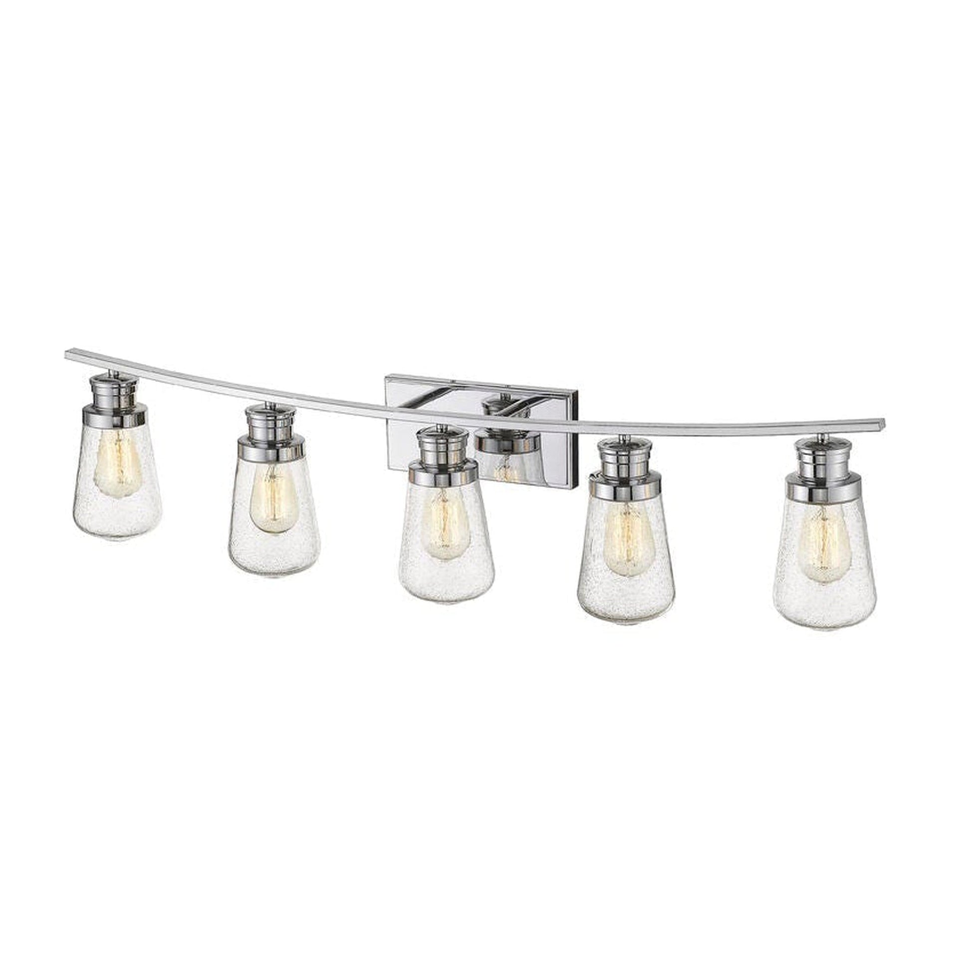 Z-Lite Gaspar 40" 5-Light Chrome Vanity Light With Clear Seedy Glass Shade