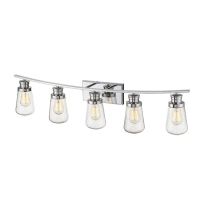 Z-Lite Gaspar 40" 5-Light Chrome Vanity Light With Clear Seedy Glass Shade