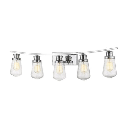 Z-Lite Gaspar 40" 5-Light Chrome Vanity Light With Clear Seedy Glass Shade