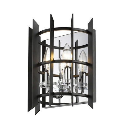 Z-Lite Haake 5" 2-Light Chrome Wall Sconce With Matte Black Shade