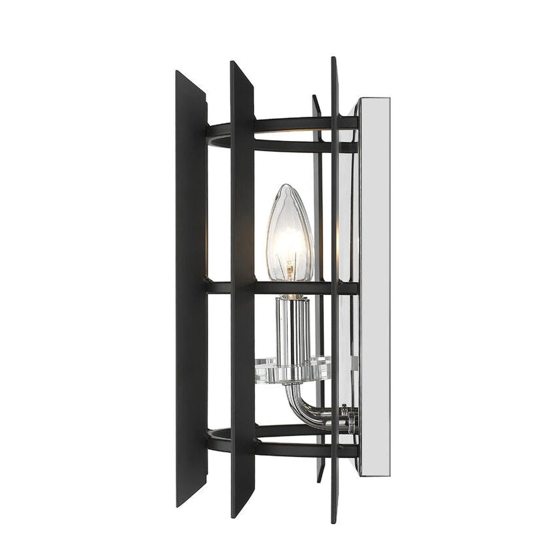 Z-Lite Haake 5" 2-Light Chrome Wall Sconce With Matte Black Shade