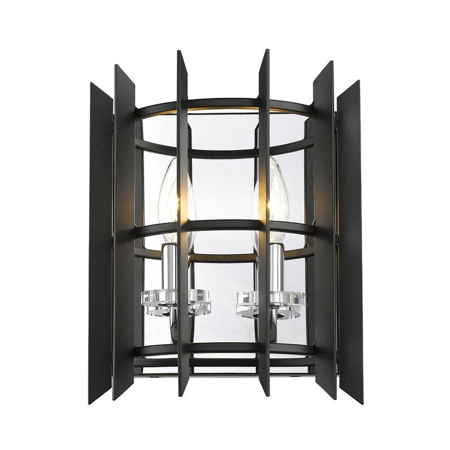 Z-Lite Haake 5" 2-Light Chrome Wall Sconce With Matte Black Shade