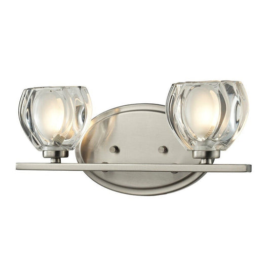 Z-Lite Hale 13" 2-Light LED Clear Frosted Glass Shade Vanity Light With Brushed Nickel Frame Finish