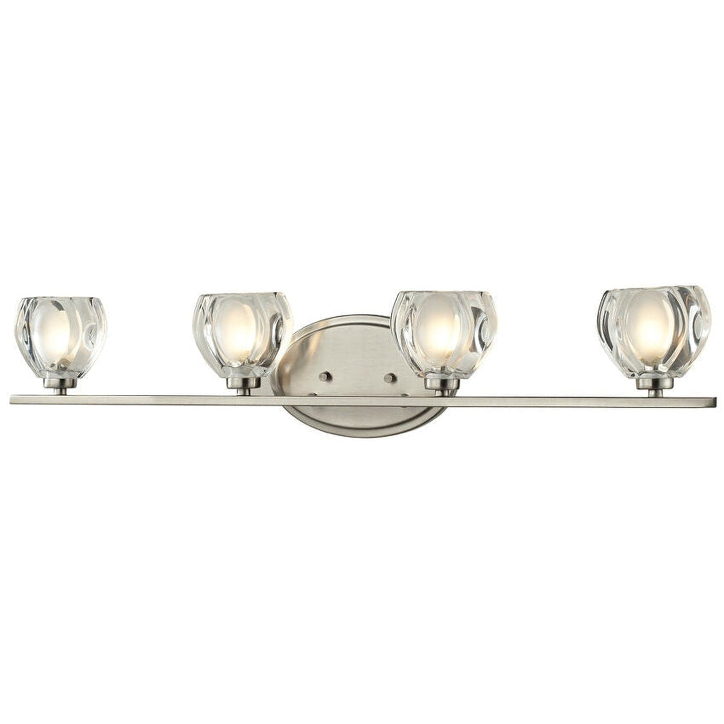 Z-Lite Hale 29" 4-Light Clear Frosted Glass Shade Vanity Light With Brushed Nickel Frame Finish