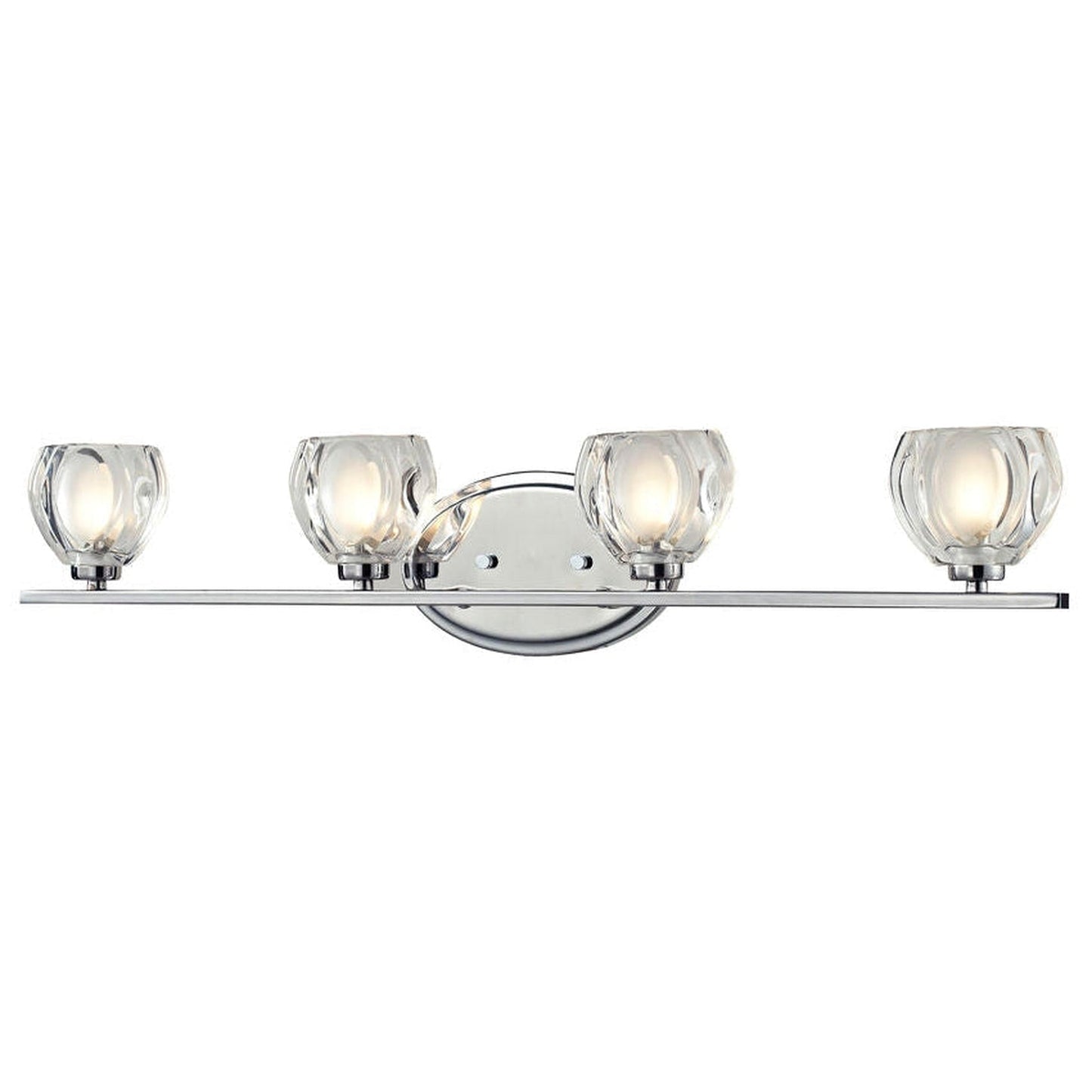 Z-Lite Hale 29" 4-Light LED Chrome Vanity Light With Clear Frosted Glass Shade