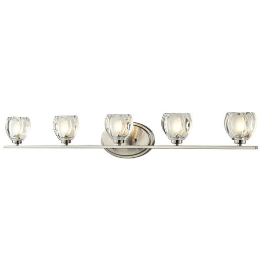 Z-Lite Hale 38" 5-Light Clear Frosted Glass Shade Vanity Light With Brushed Nickel Frame Finish
