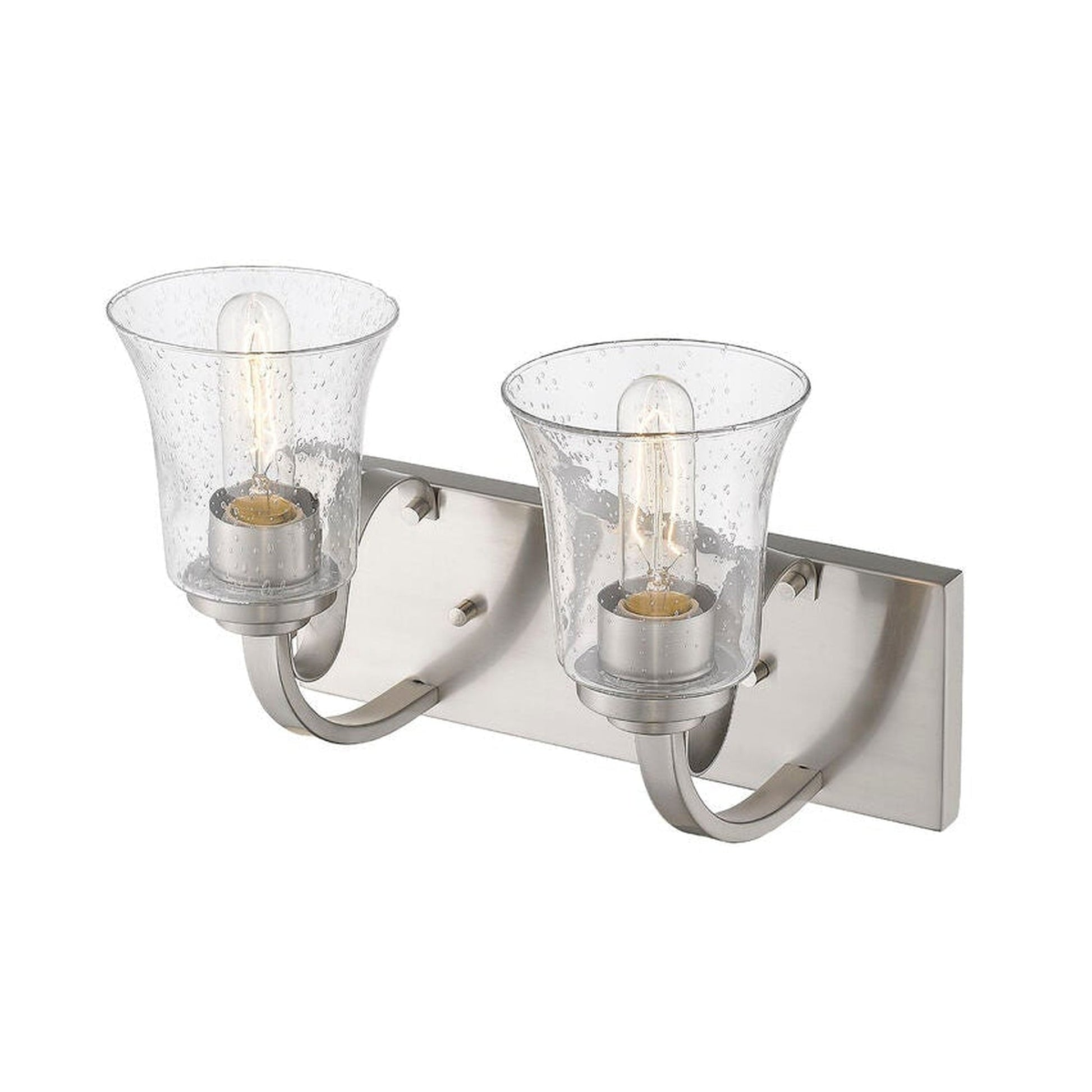 Z-Lite Halliwell 14" 2-Light Brushed Nickel Vanity Light With Clear Seedy Glass Shade