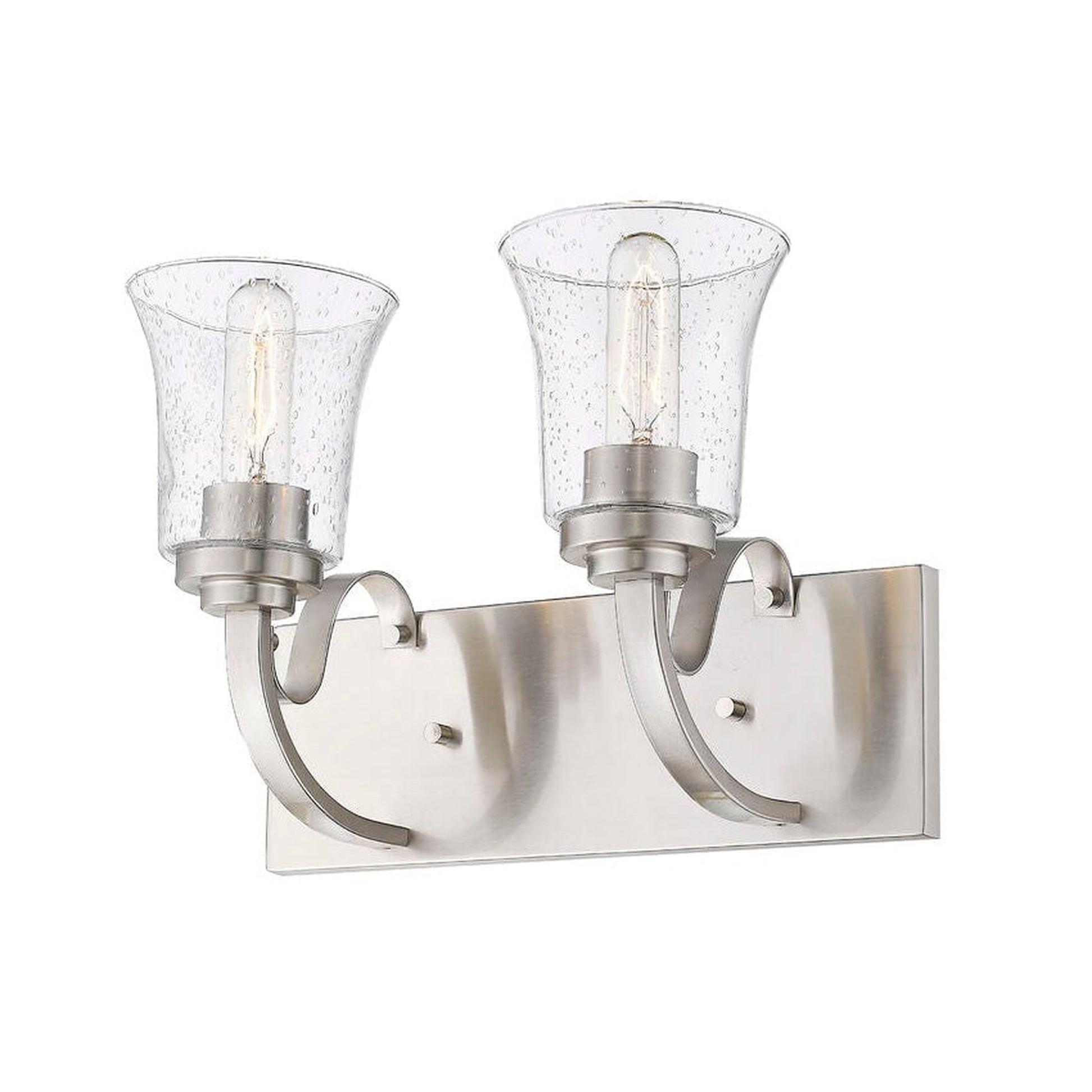 Z-Lite Halliwell 14" 2-Light Brushed Nickel Vanity Light With Clear Seedy Glass Shade