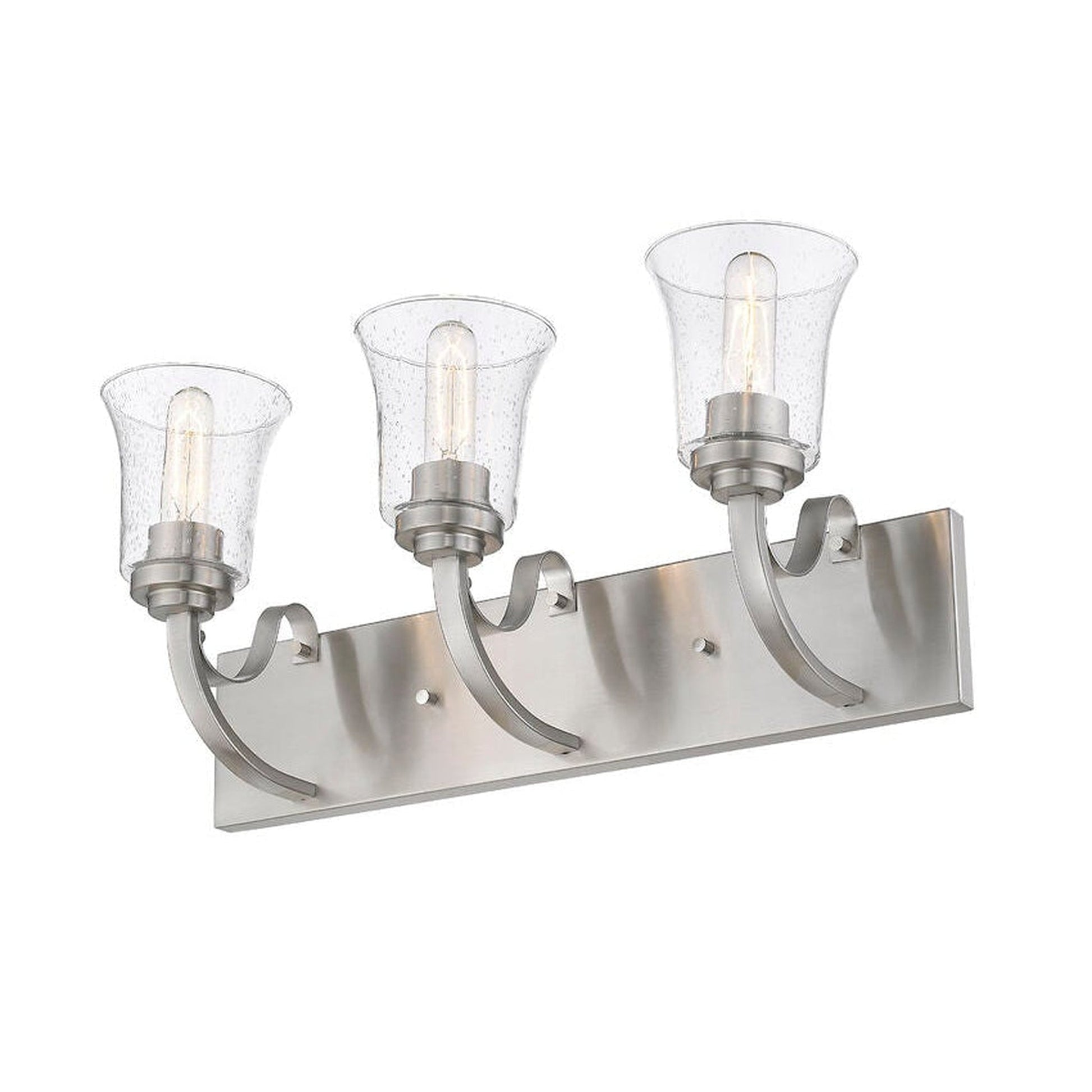 Z-Lite Halliwell 22" 3-Light Brushed Nickel Vanity Light With Clear Seedy Glass Shade