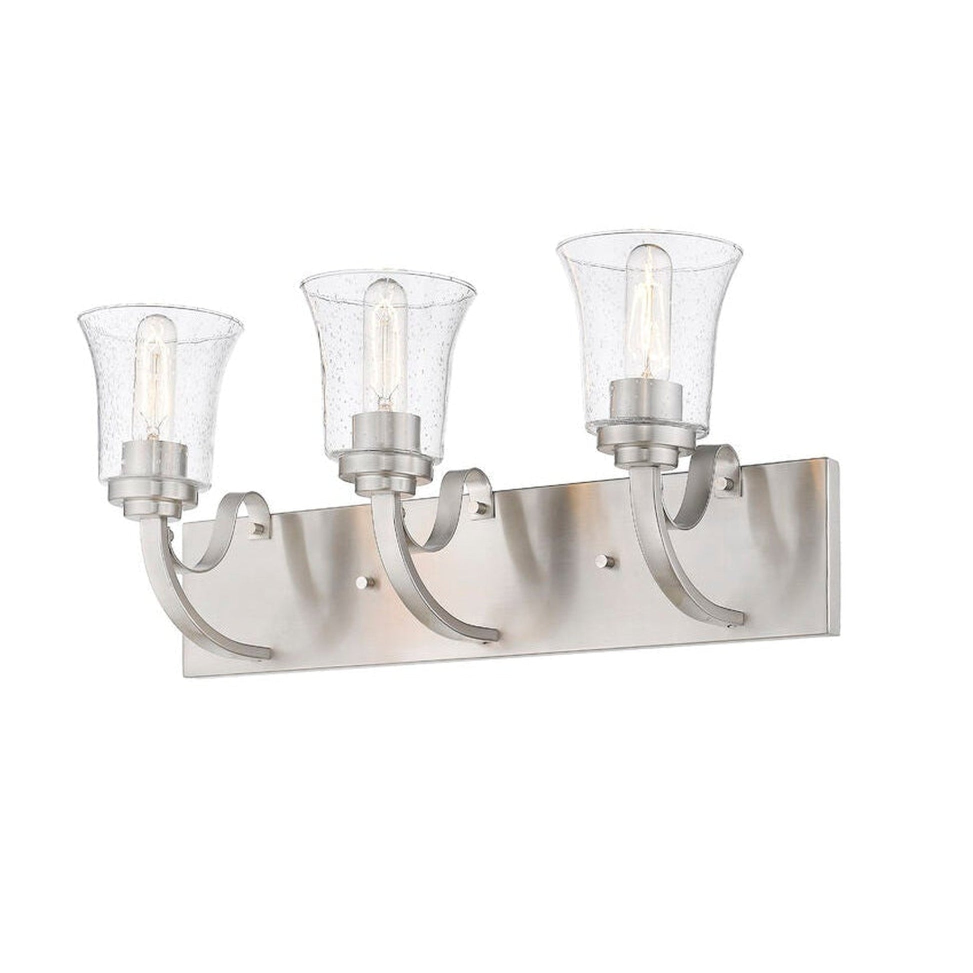 Z-Lite Halliwell 22" 3-Light Brushed Nickel Vanity Light With Clear Seedy Glass Shade