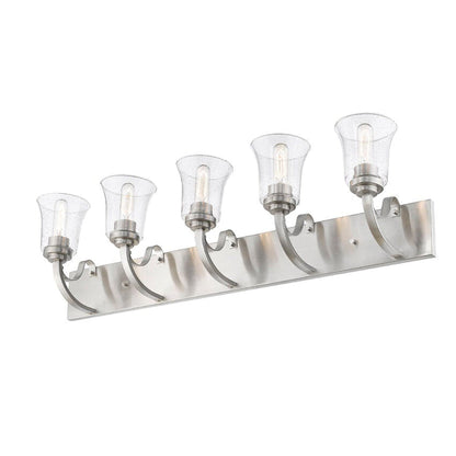 Z-Lite Halliwell 38" 5-Light Brushed Nickel Vanity Light With Clear Seedy Glass Shade