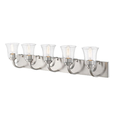 Z-Lite Halliwell 38" 5-Light Brushed Nickel Vanity Light With Clear Seedy Glass Shade
