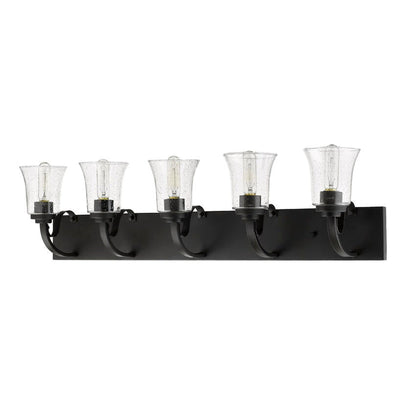 Z-Lite Halliwell 38" 5-Light Clear Seedy Glass Shade Vanity Light With Bronze Frame Finish