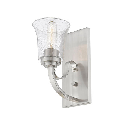 Z-Lite Halliwell 5" 1-Light Clear Seedy Glass Shade Wall Sconce With Brushed Nickel Frame Finish