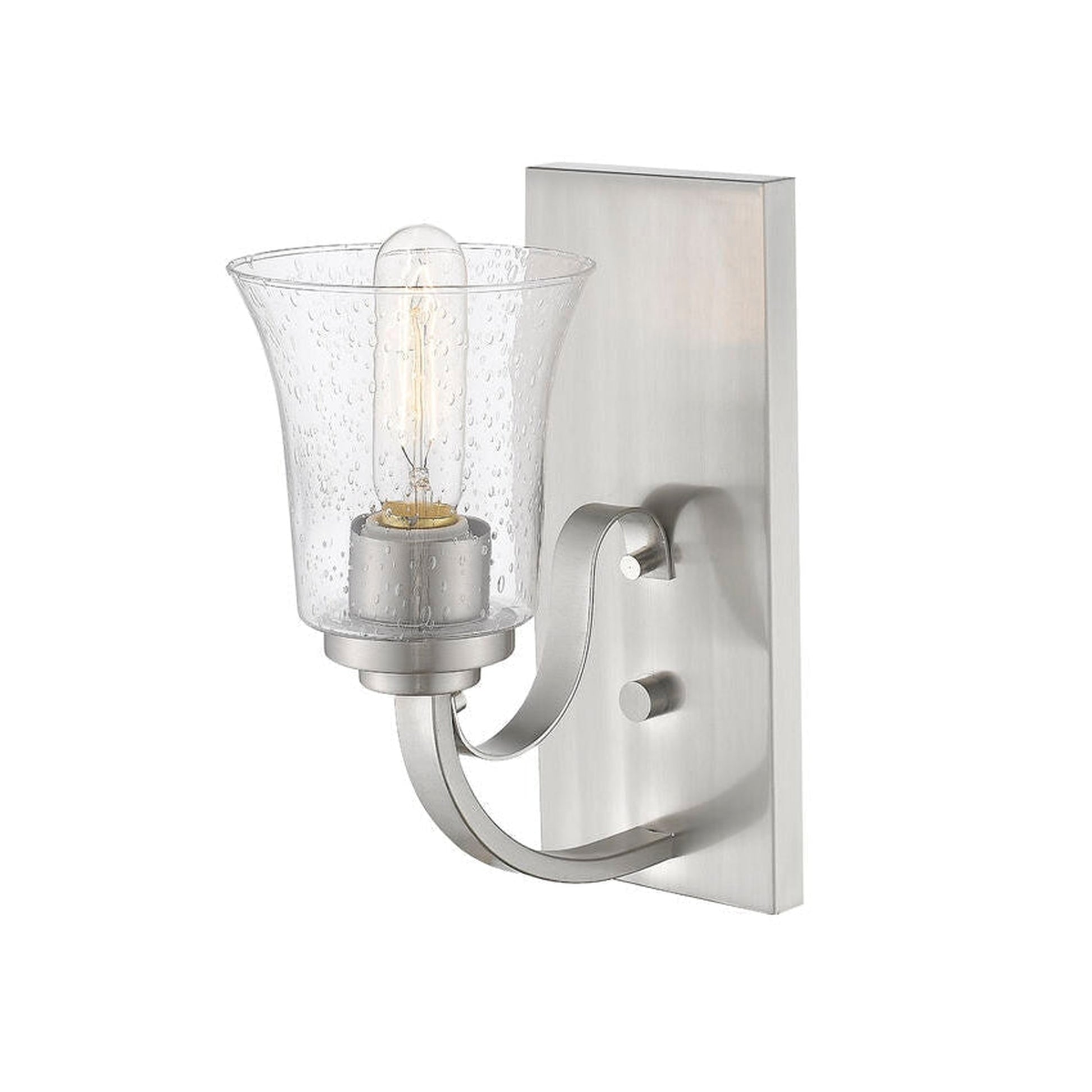 Z-Lite Halliwell 5" 1-Light Clear Seedy Glass Shade Wall Sconce With Brushed Nickel Frame Finish