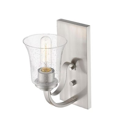 Z-Lite Halliwell 5" 1-Light Clear Seedy Glass Shade Wall Sconce With Brushed Nickel Frame Finish