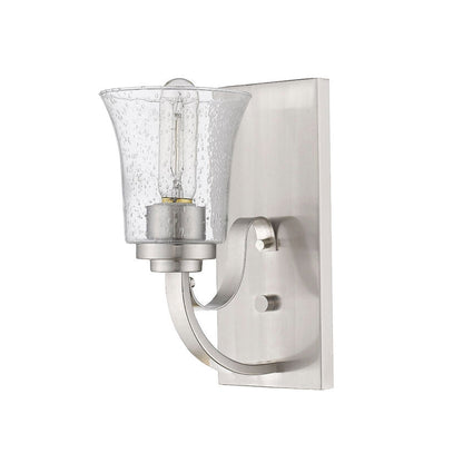 Z-Lite Halliwell 5" 1-Light Clear Seedy Glass Shade Wall Sconce With Brushed Nickel Frame Finish