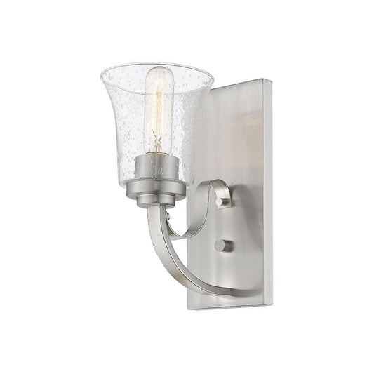 Z-Lite Halliwell 5" 1-Light Clear Seedy Glass Shade Wall Sconce With Brushed Nickel Frame Finish