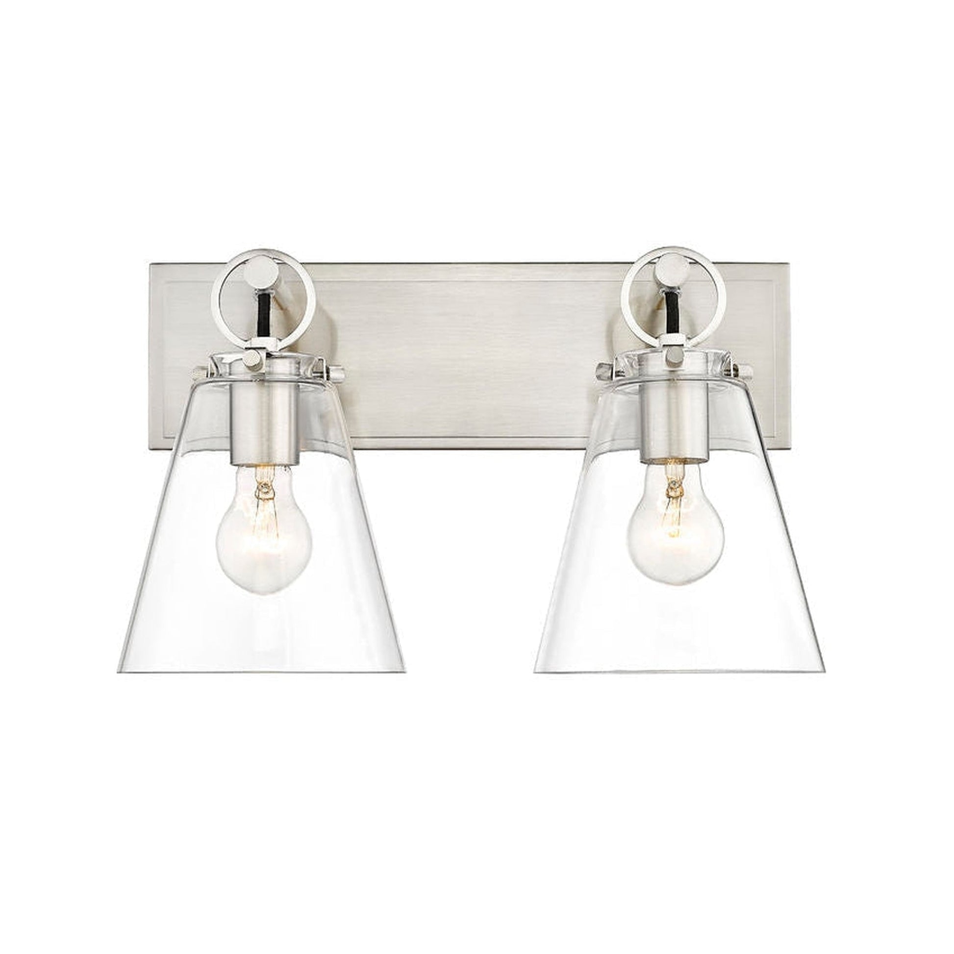 Z-Lite Harper 16" 2-Light Brushed Nickel Vanity Light With Clear Glass Shade