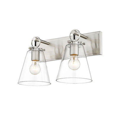 Z-Lite Harper 16" 2-Light Brushed Nickel Vanity Light With Clear Glass Shade