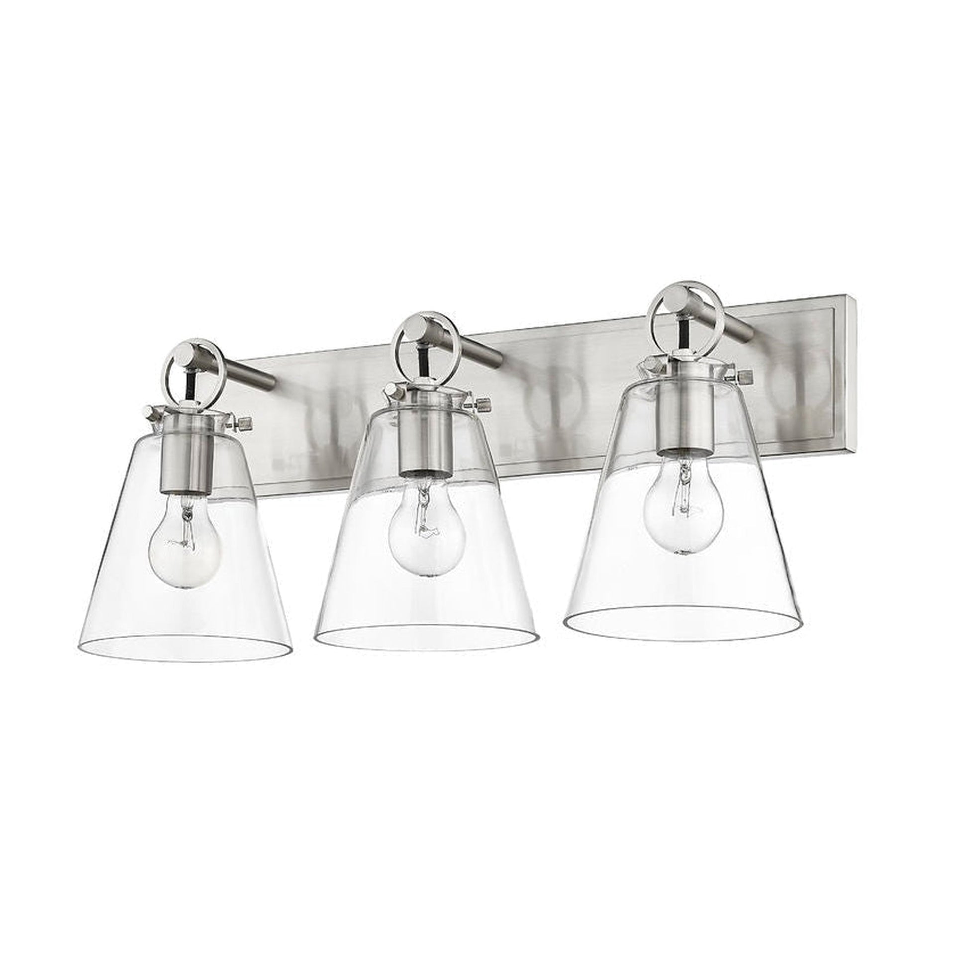Z-Lite Harper 23" 3-Light Brushed Nickel Vanity Light With Clear Glass Shade