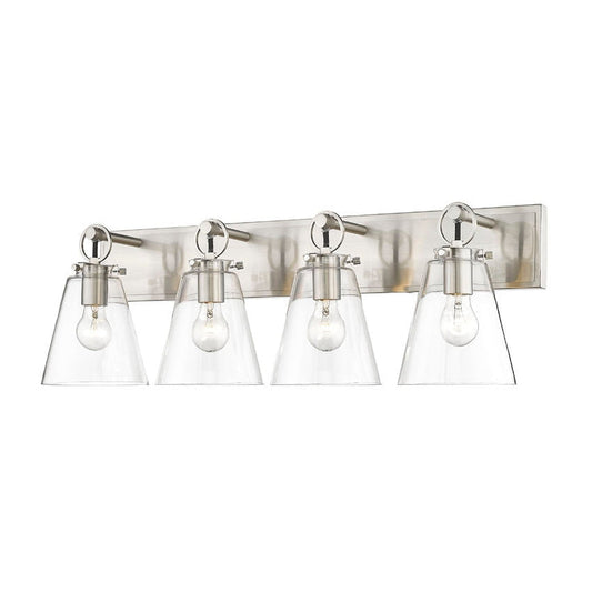 Z-Lite Harper 31" 4-Light Brushed Nickel Vanity Light With Clear Glass Shade