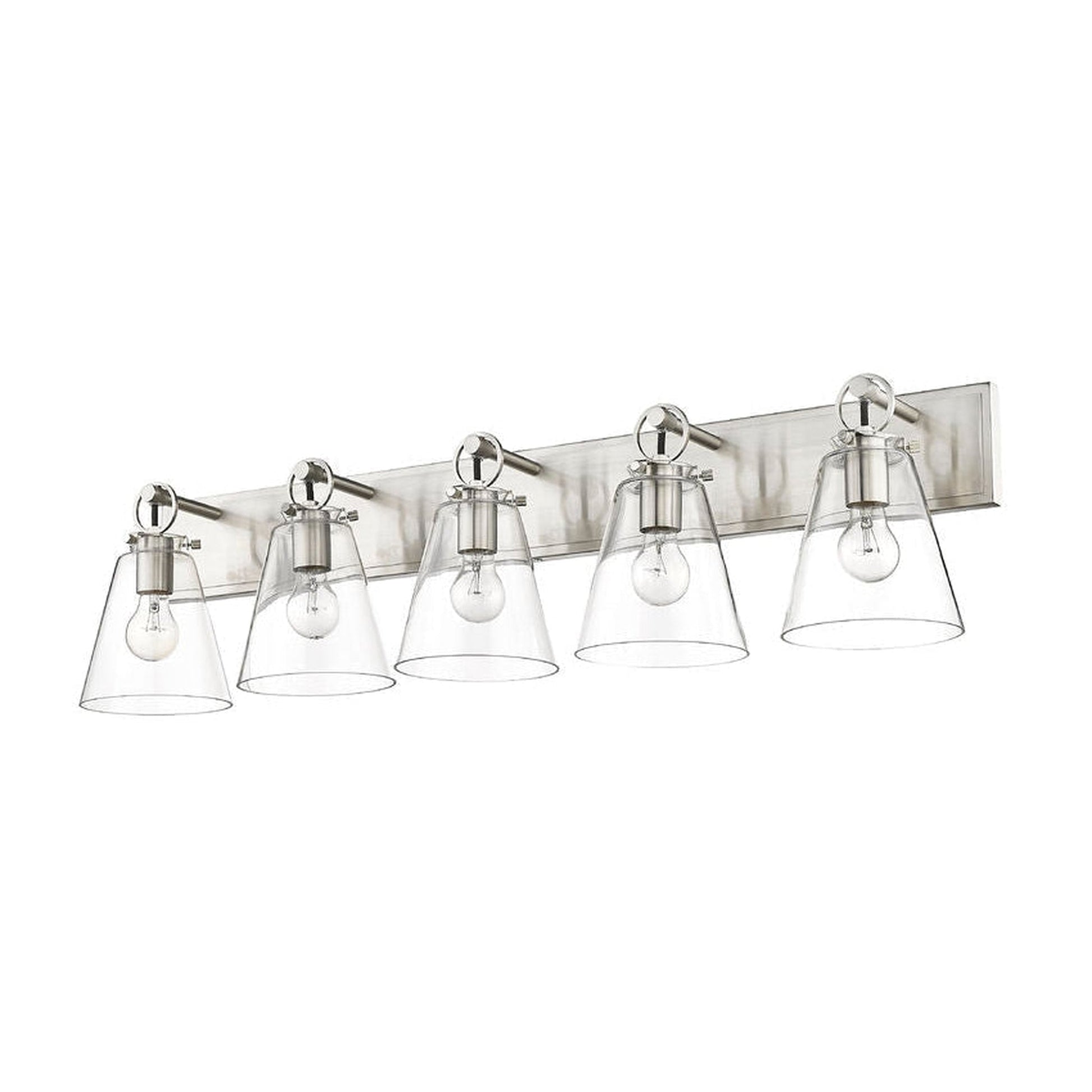 Z-Lite Harper 40" 5-Light Brushed Nickel Vanity Light With Clear Glass Shade