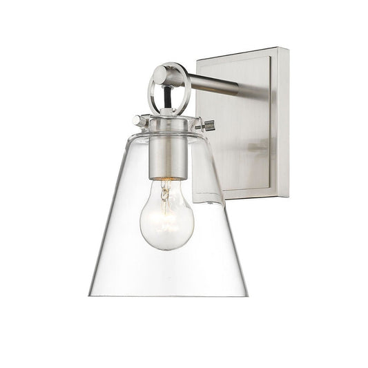 Z-Lite Harper 7" 1-Light Brushed Nickel Wall Sconce With Clear Glass Shade