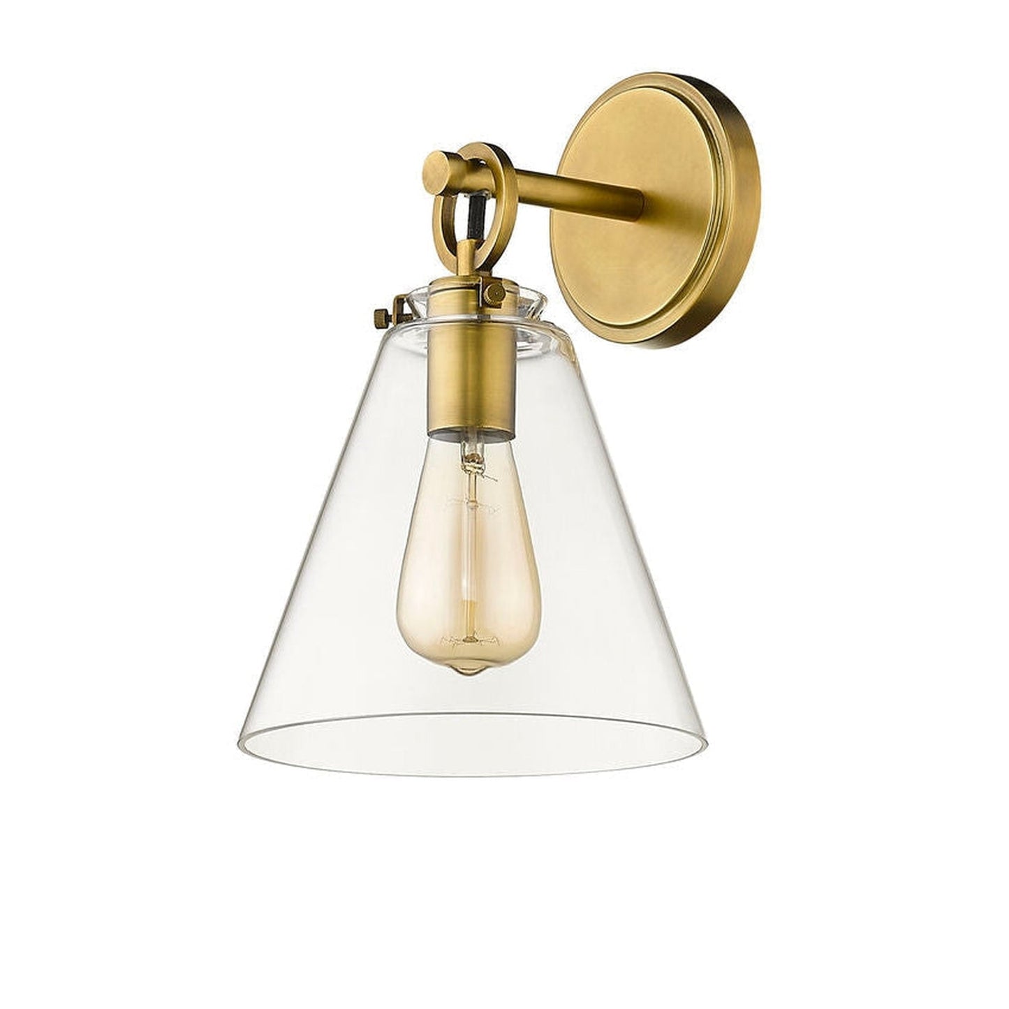 Z-Lite Harper 8" 1-Light Rubbed Brass Wall Sconce With Clear Glass Shade