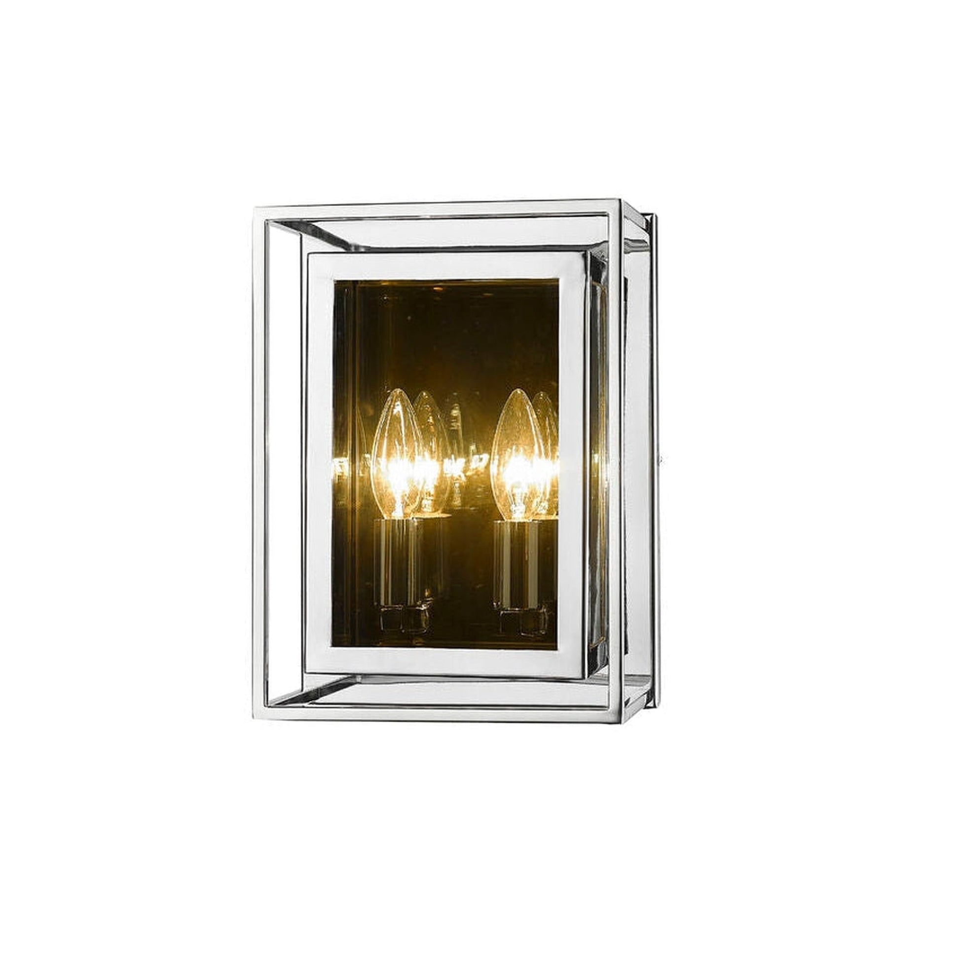 Z-Lite Infinity 8" 2-Light Chrome Wall Sconce With Smoke Mirror Glass Shade