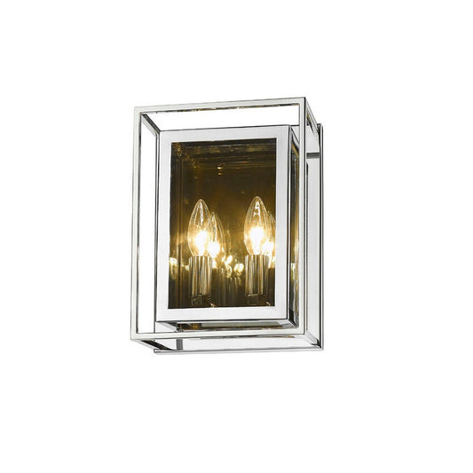 Z-Lite Infinity 8" 2-Light Chrome Wall Sconce With Smoke Mirror Glass Shade