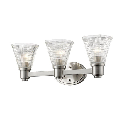 Z-Lite Intrepid 23" 3-Light Brushed Nickel Vanity Light With Clear Glass Shade
