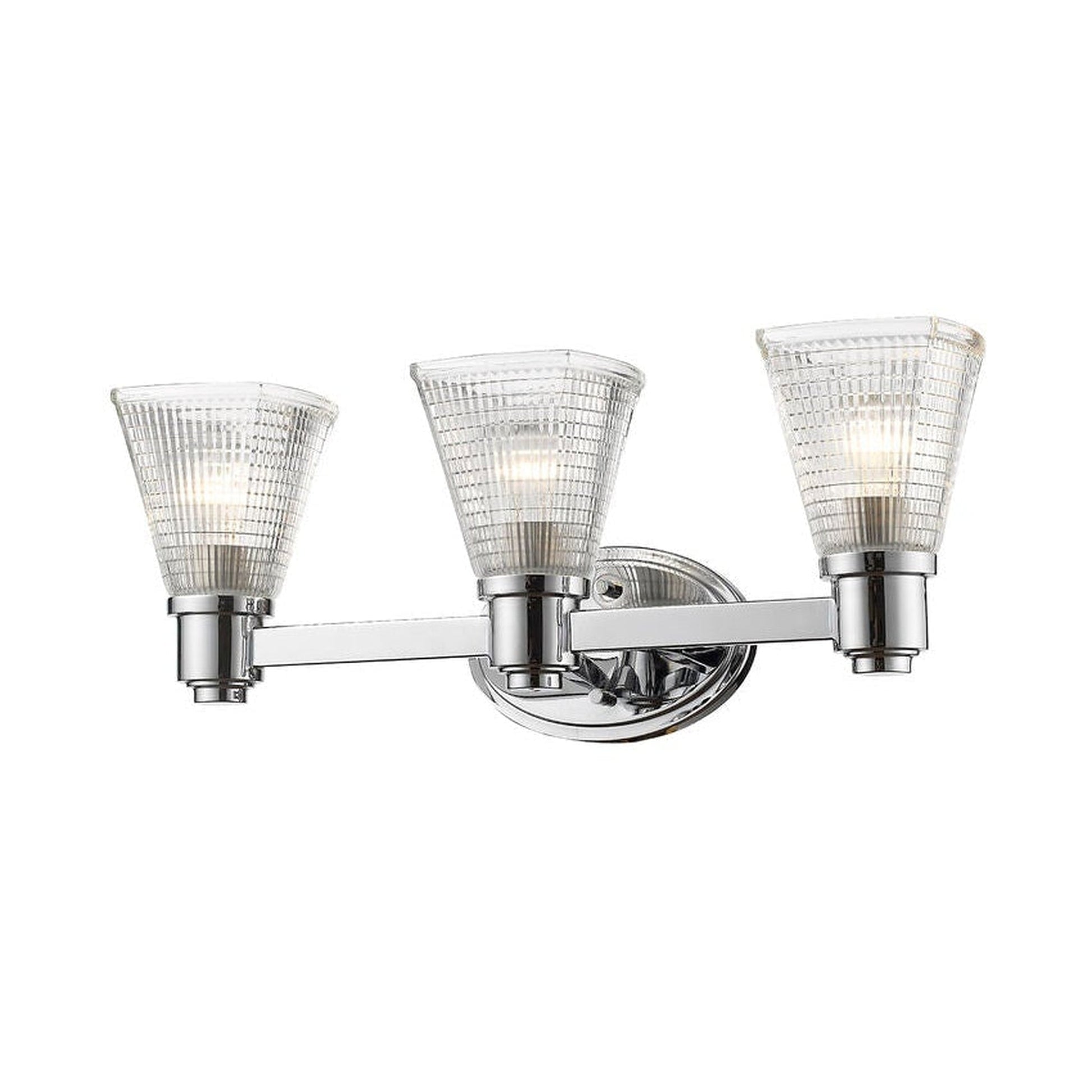 Z-Lite Intrepid 23" 3-Light Chrome Vanity Light With Clear Glass Shade