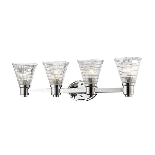 Z-Lite Intrepid 32" 4-Light Chrome Vanity Light With Clear Glass Shade