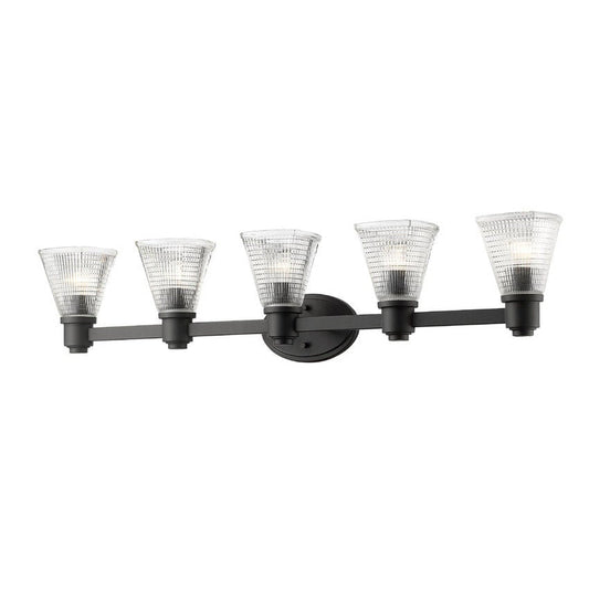 Z-Lite Intrepid 41" 5-Light Bronze Vanity Light With Clear Glass Shade