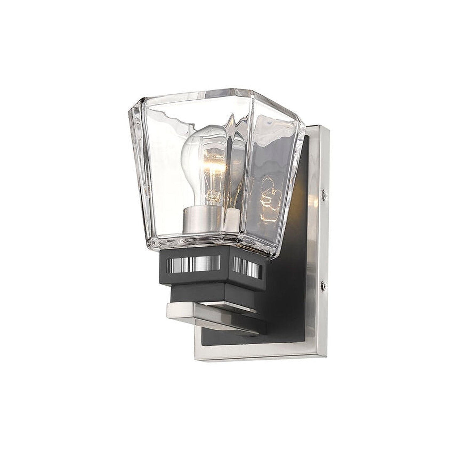 Z-Lite Jackson 5" 1-Light Brushed Nickel and Matte Black Wall Sconce With Clear Glass Shade