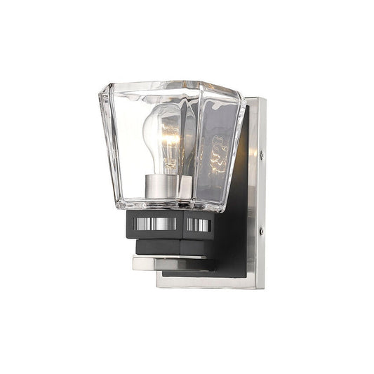 Z-Lite Jackson 5" 1-Light Brushed Nickel and Matte Black Wall Sconce With Clear Glass Shade
