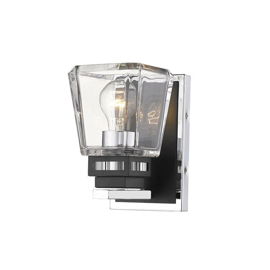 Z-Lite Jackson 5" 1-Light Chrome and Matte Black Wall Sconce With Clear Glass Shade