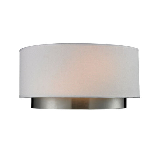Z-Lite Jade 12" 2-Light White Linen Fabric Shade Wall Sconce With Chrome Frame Finish