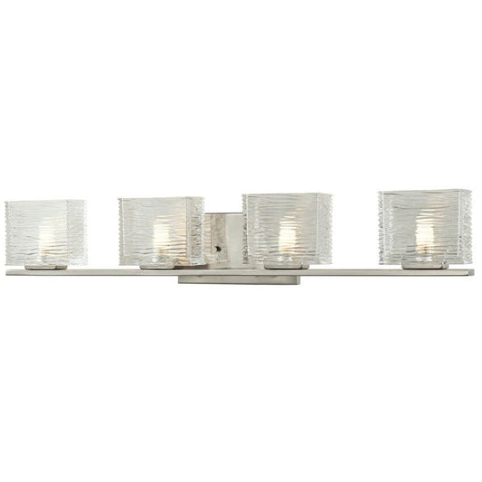 Z-Lite Jaol 31" 4-Light Clear Glass Shade Vanity Light With Brushed Nickel Frame Finish