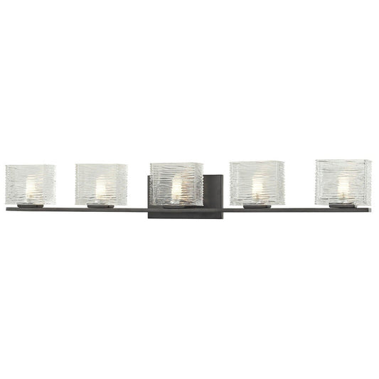 Z-Lite Jaol 40" 5-Light LED Bronze Vanity Light With Clear Glass Shade