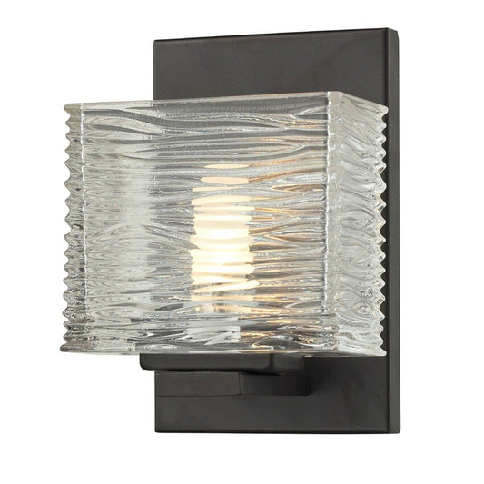 Z-Lite Jaol 5" 1-Light Clear Glass Shade Vanity Light With Bronze Frame Finish