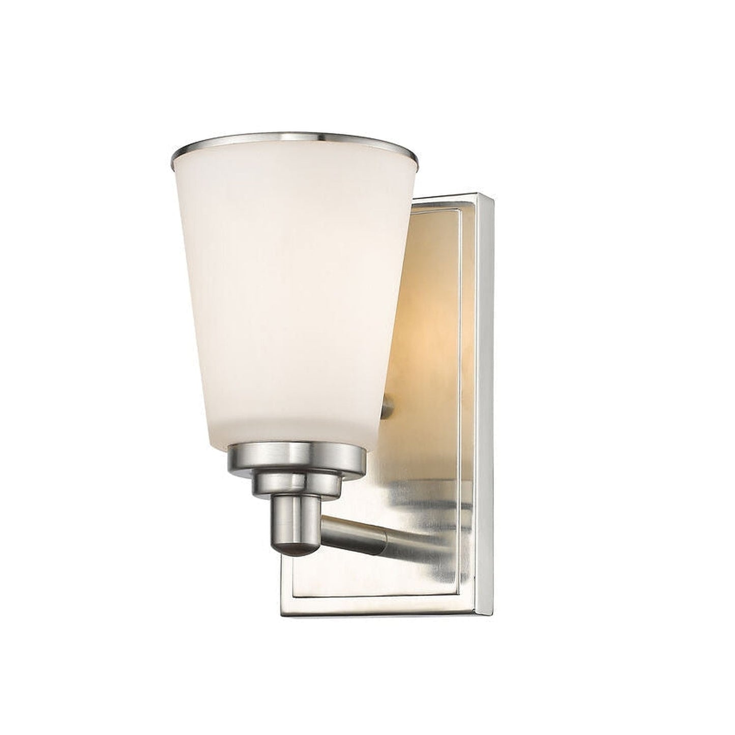Z-Lite Jarra 5" 1-Light Brushed Nickel Wall Sconce With Matte Opal Glass Shade