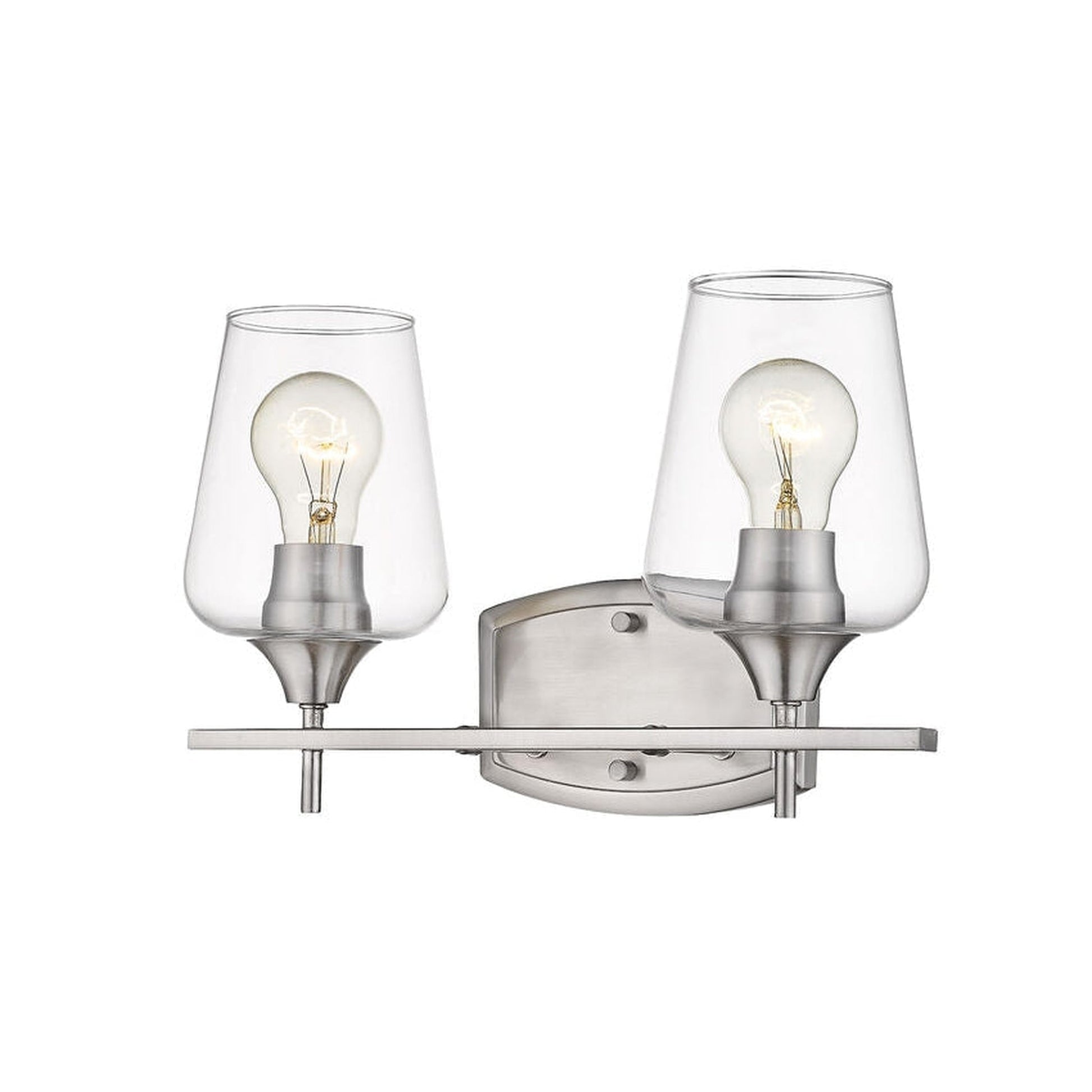 Z-Lite Joliet 15" 2-Light Brushed Nickel Vanity Light With Clear Glass Shade