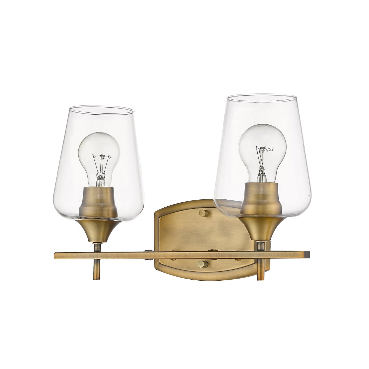 Z-Lite Joliet 15" 2-Light Olde Brass Vanity Light With Clear Glass Shade