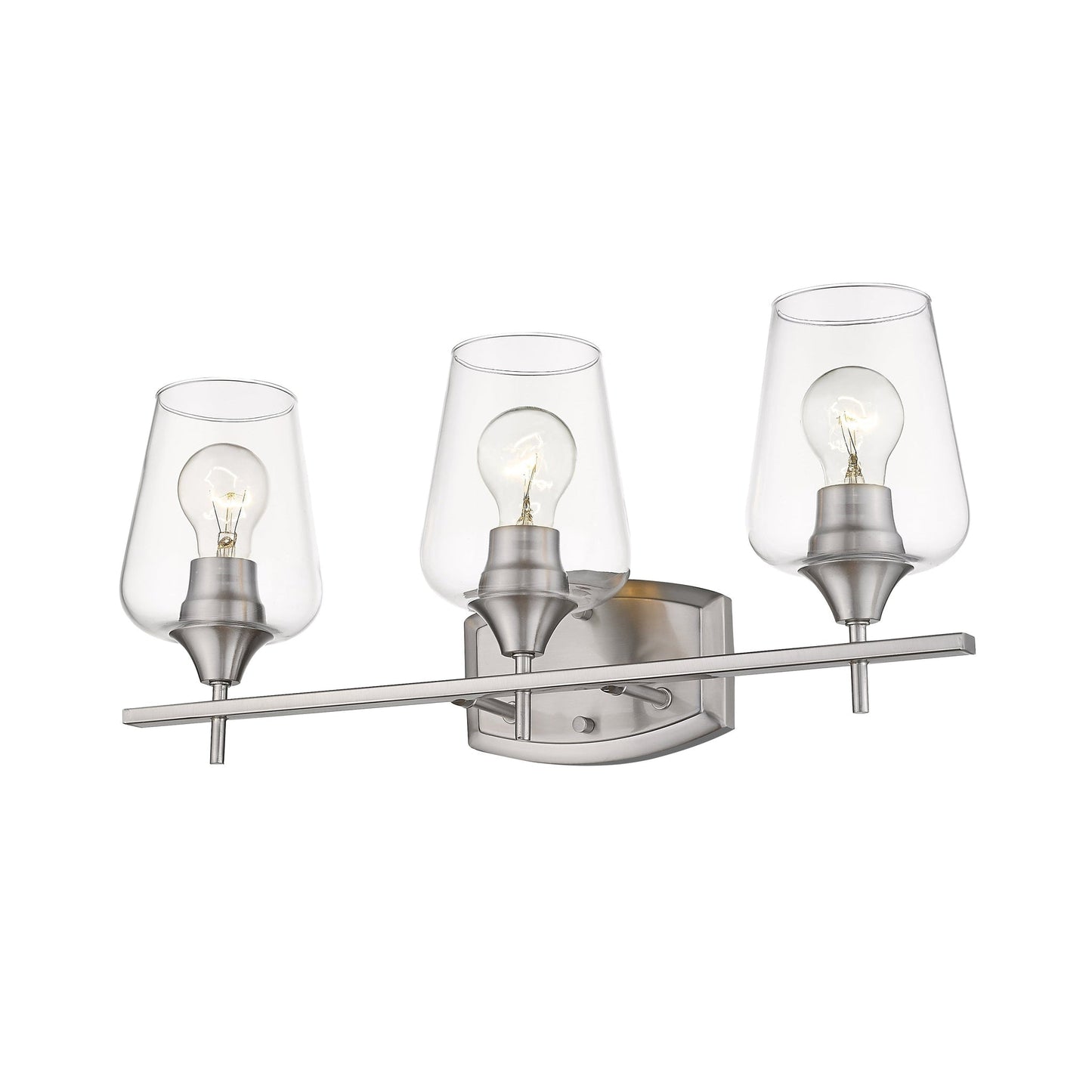Z-Lite Joliet 22" 3-Light Brushed Nickel Vanity Light With Clear Glass Shade